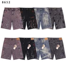 Hell Star Hot Diamond Denim Shorts for Men and Women-1643  